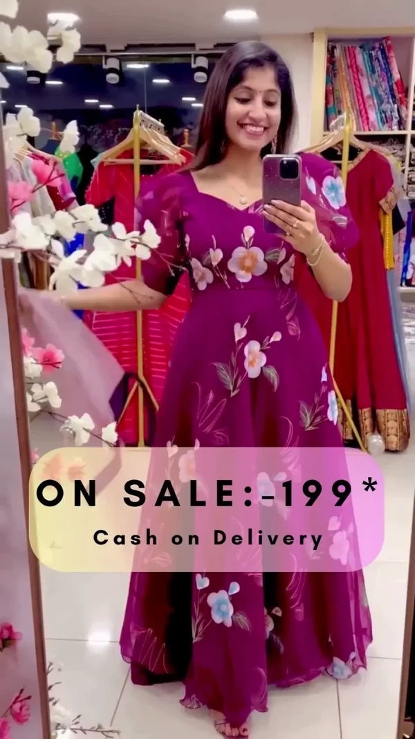 Floral Gown For Girls - Image 4