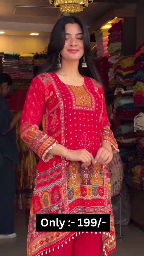 Women Floral Print A-Line Kurta with Pants & Dupatta