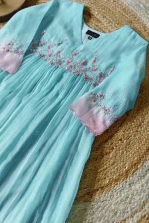 Embroidered A-Line Tiered Kurta – Flowing Elegance with a Festive Touch