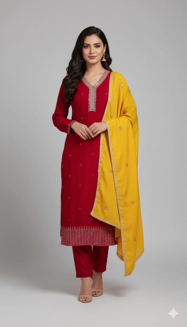 Trending & Latest Viscose Silk Kurti with Dupatta and Bottomwear – Beautiful Embroidery, Sequin Work