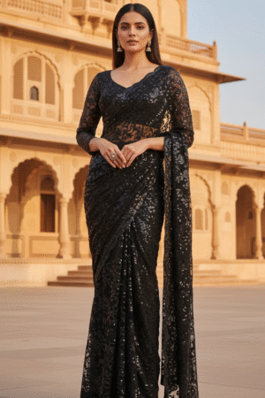 Women’s Traditional Ethnic Wear Saree with Attached Unstitched Blouse Piece