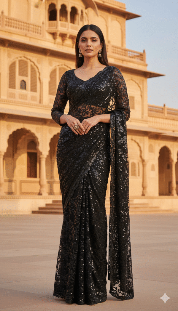 Women’s Traditional Ethnic Wear Saree with Attached Unstitched Blouse Piece