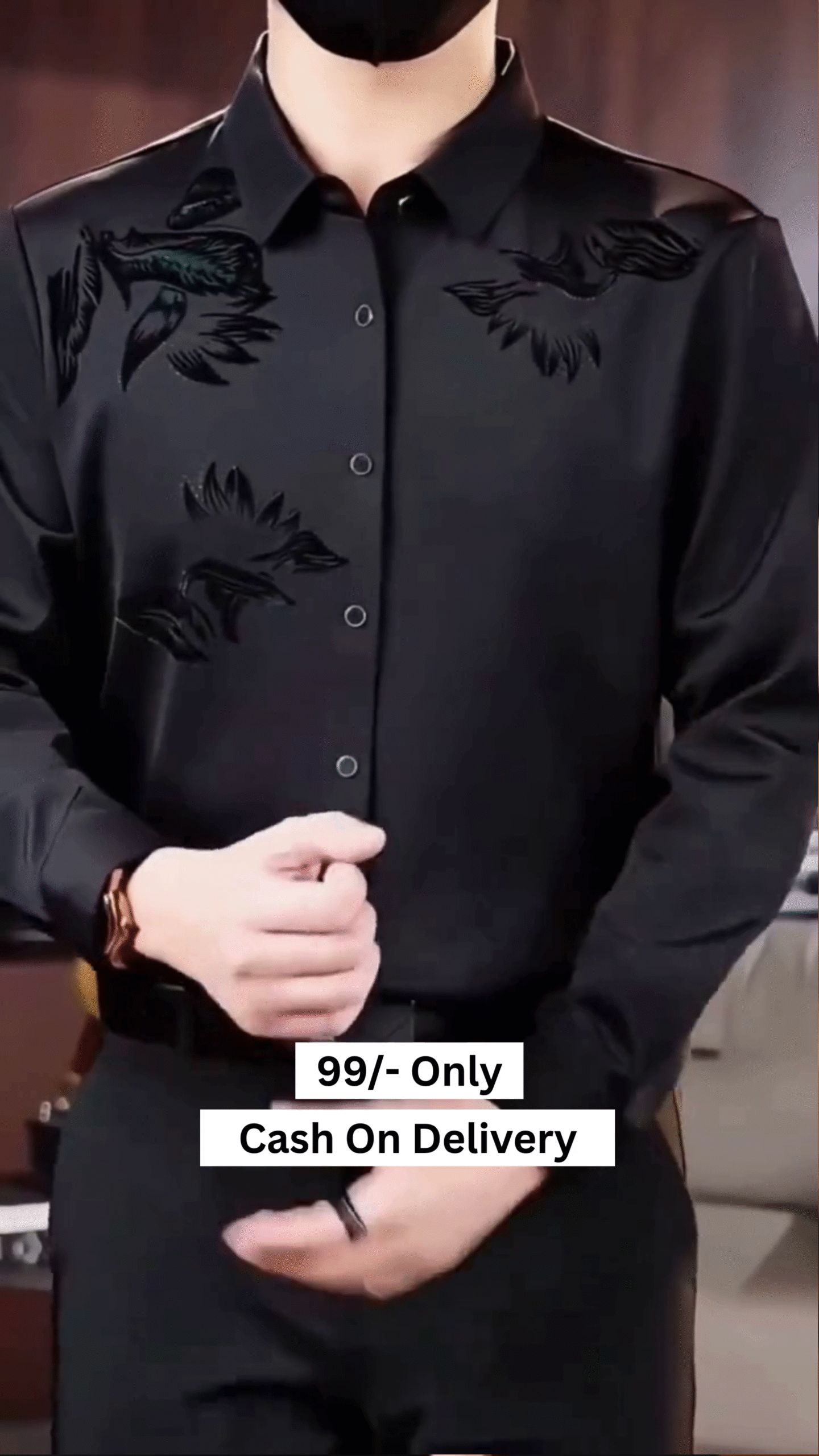 Men's Silk Satin Shirt Floral Slim Fit Long Sleeve Dress Shirt Casual Soft Shirt - Image 5