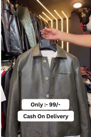 Lamb Leather Button-Fastening Jacket