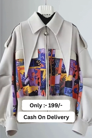 Women’s Short Wool Coat – Autumn/Winter Street Style Hip-Hop Patchwork Coat