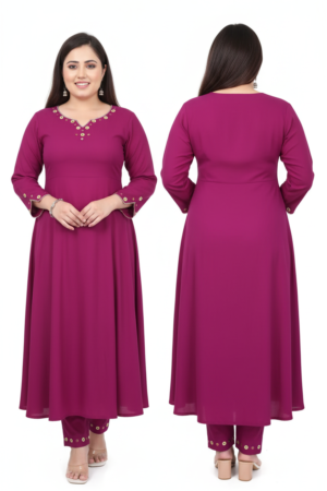 Women Embellished Georgette Anarkali Kurta (Pink) – An Epitome of Grace & Elegance