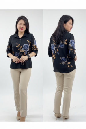 Elegant Black Muslin Silk Floral Printed Co-ord Set for Women – Timeless Ethnic & Contemporary Style