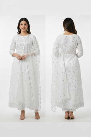 Nazakart Designer Collection – Lucknowi Chikankari Viscose Mukesh Work Kurti