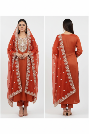 Orange Kurta & Pant with Dupatta – Radiance Redefined