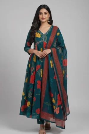 Aliya Cut Most Selling Blue Dress With Dupatta