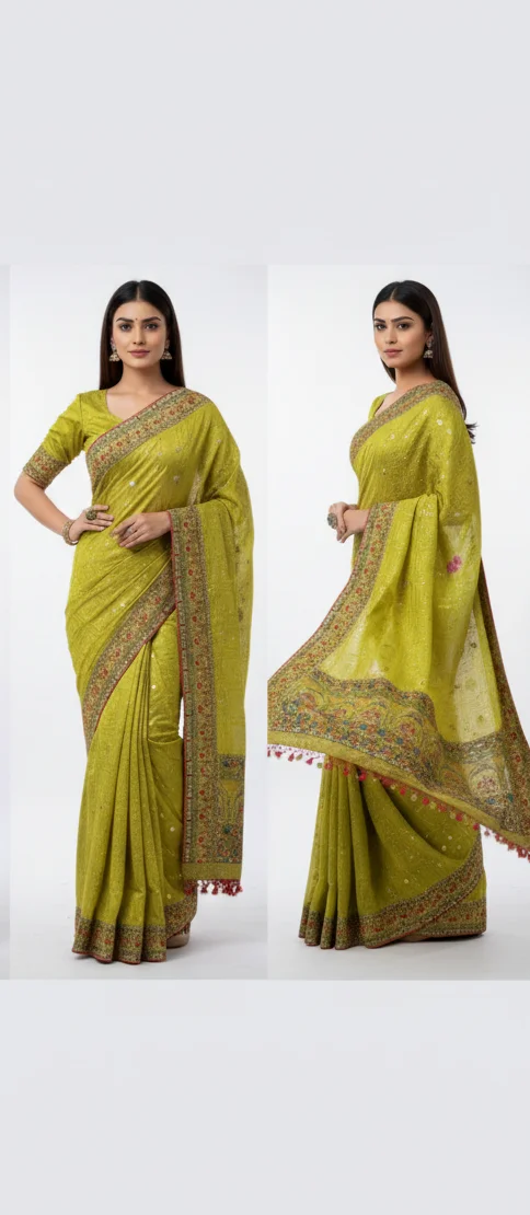 Multi Color Heavy Kacchi Bharat Cotton Saree