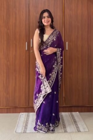 Royal Purple Embroidered Saree – Timeless Elegance for Every Occasion