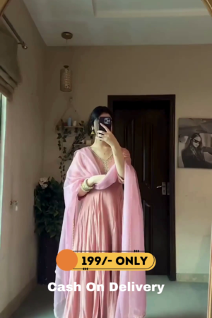 Designer Party Wear Peach Color Exclusive Gown