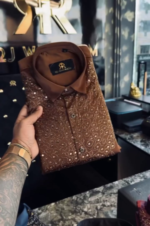 Crystal-Embellished Luxury Dress Shirt