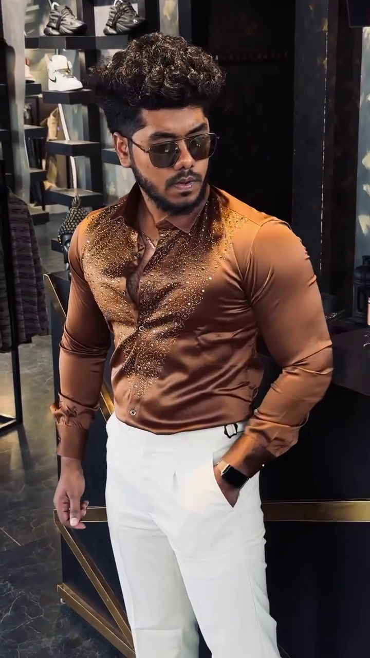 Crystal-Embellished Luxury Dress Shirt - Image 7