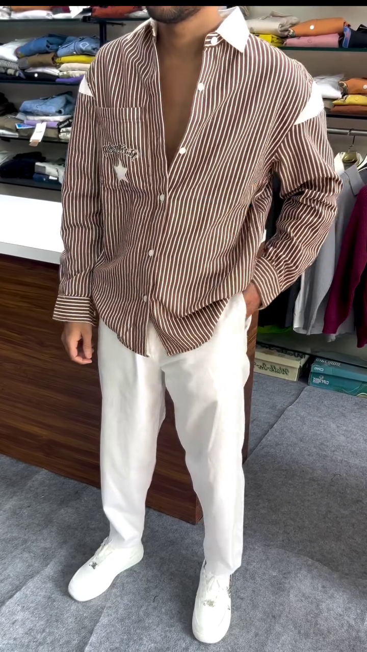 Men Red & White Slim Fit Striped Casual Shirt - Image 9