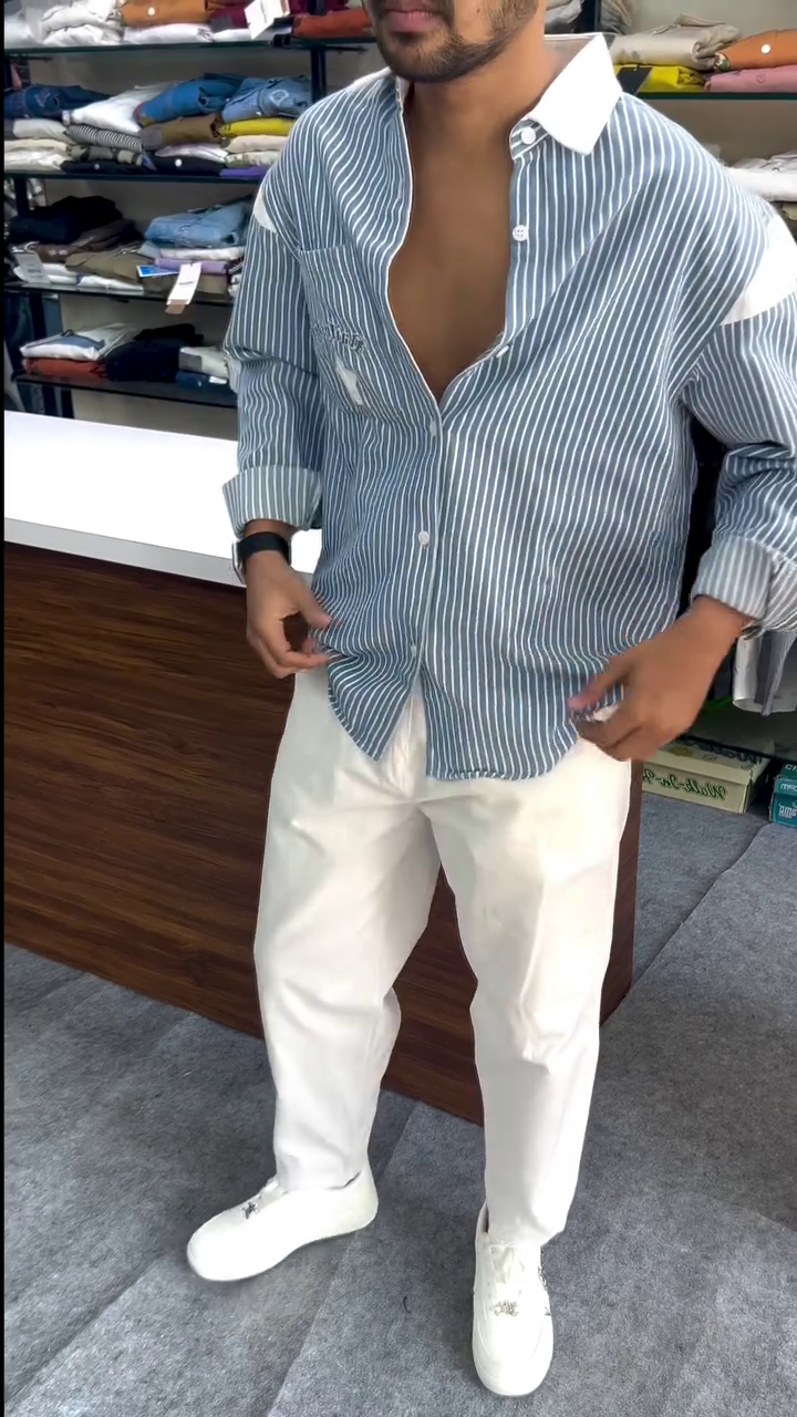 Men Red & White Slim Fit Striped Casual Shirt - Image 6