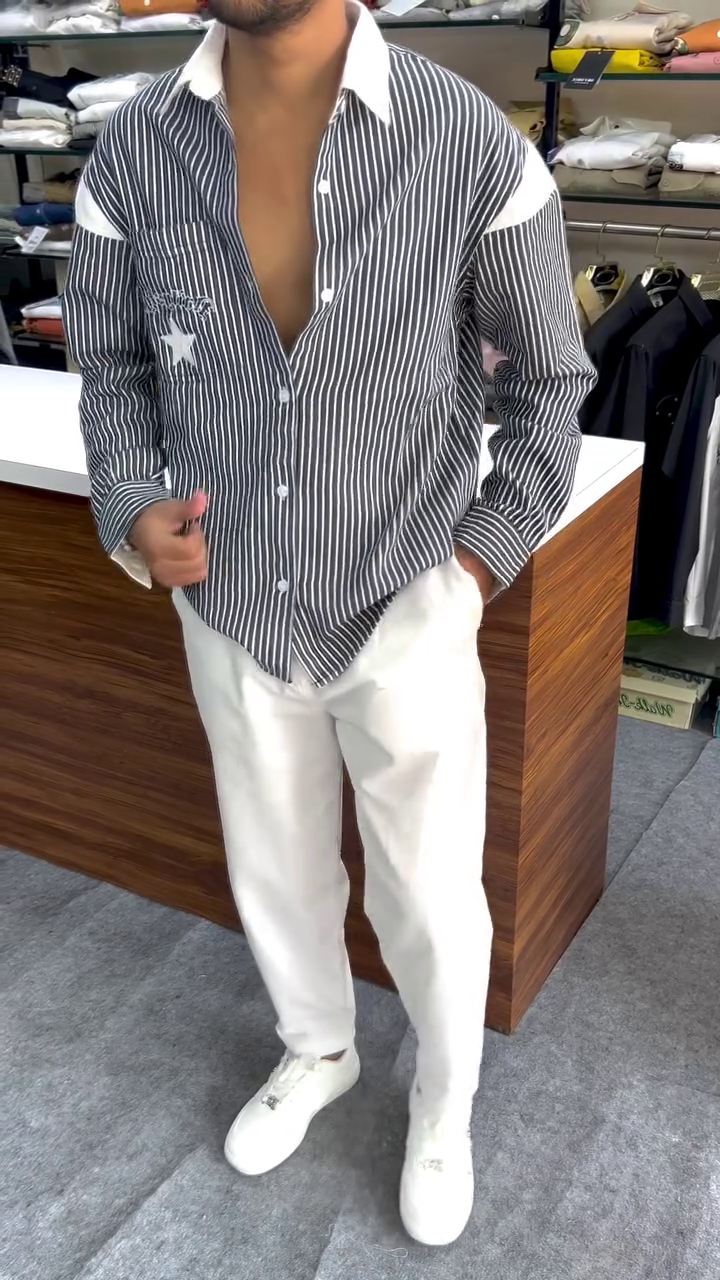 Men Red & White Slim Fit Striped Casual Shirt - Image 4