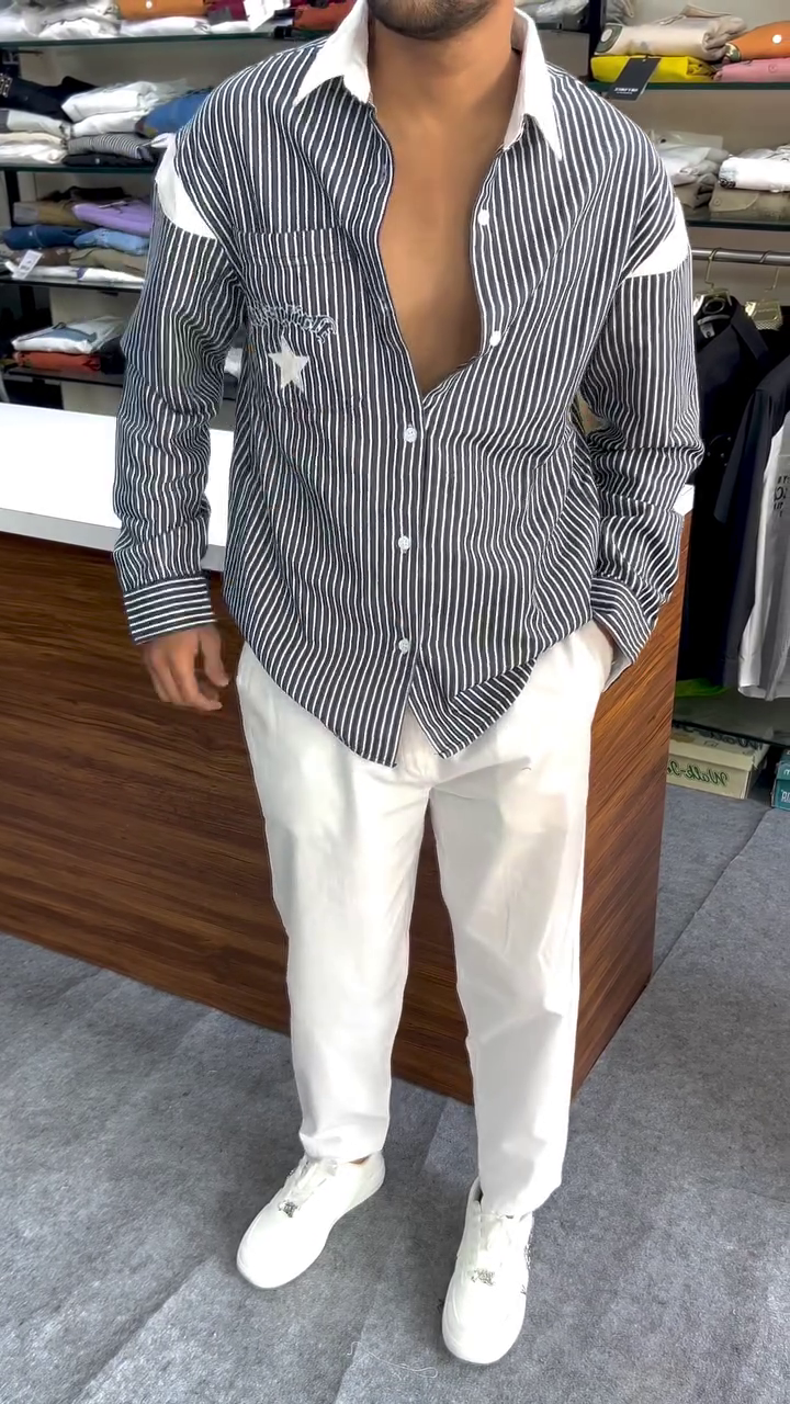 Men Red & White Slim Fit Striped Casual Shirt - Image 3