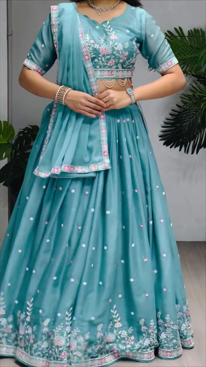 Embroidered Semi Stitched Lehenga Choli - Image 4