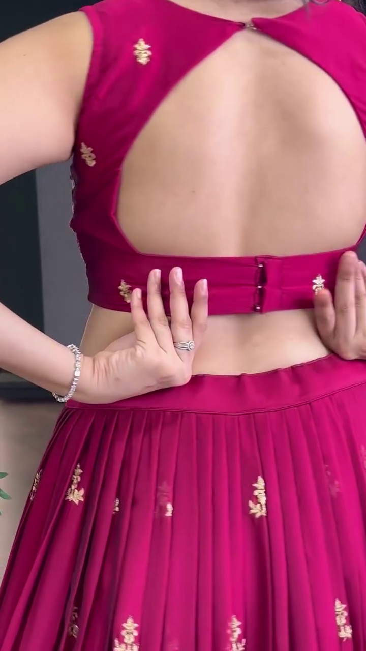 Embroidered Semi Stitched Lehenga Choli (Pink) - Image 2