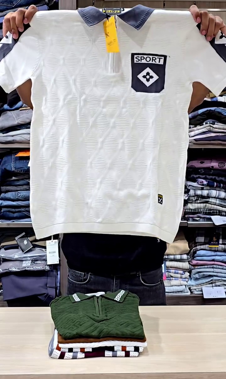 Marr Knitted Zipped Polo Shirt Navy - Image 8