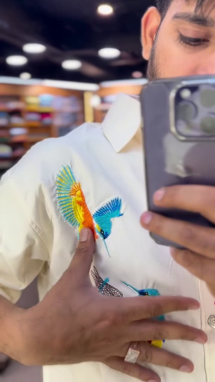 Dove Bird Embroidered Casual Shirt - Image 10
